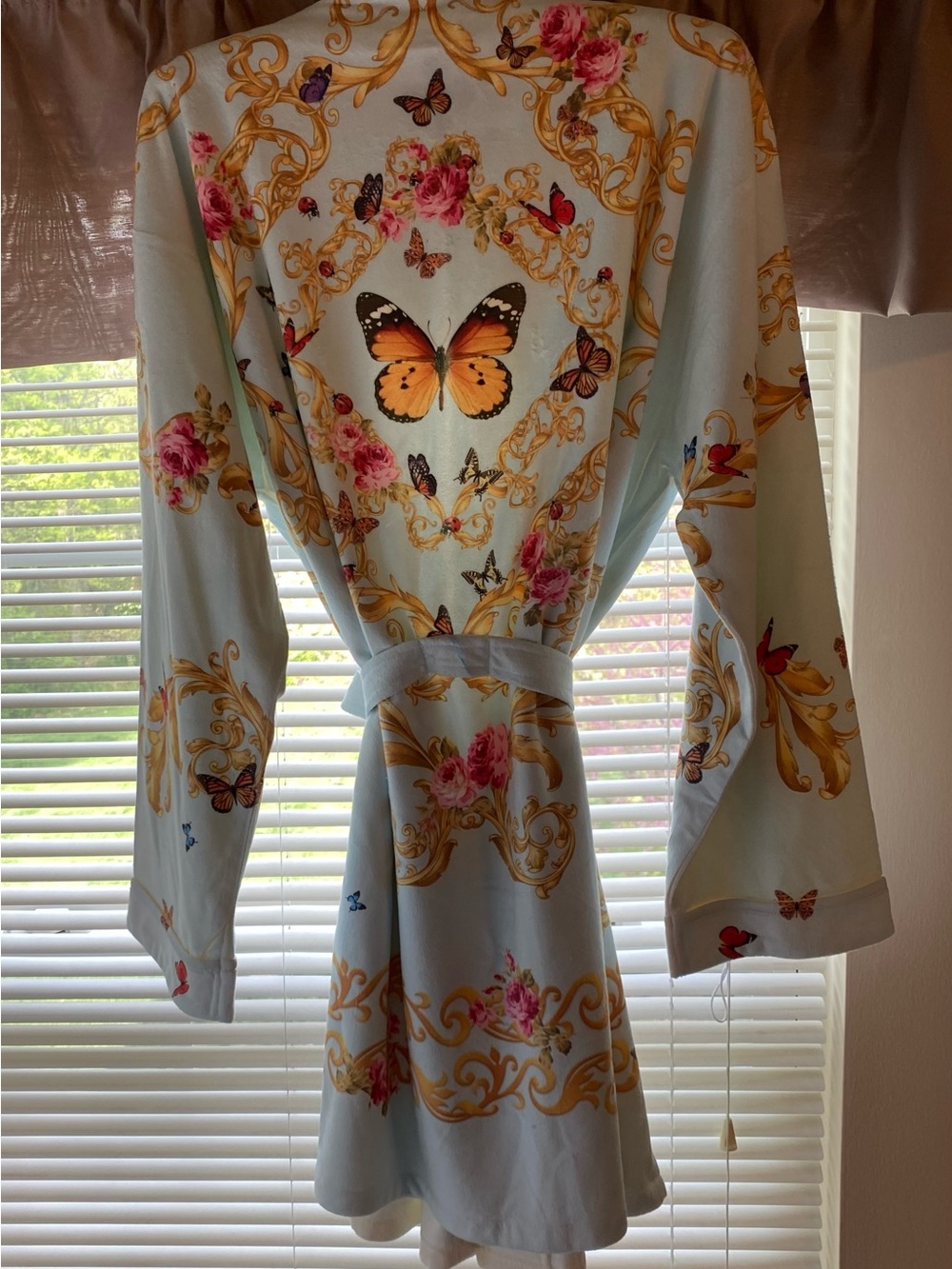 Blue Butterflies Short Robe - S/M - Picture 7 of 9